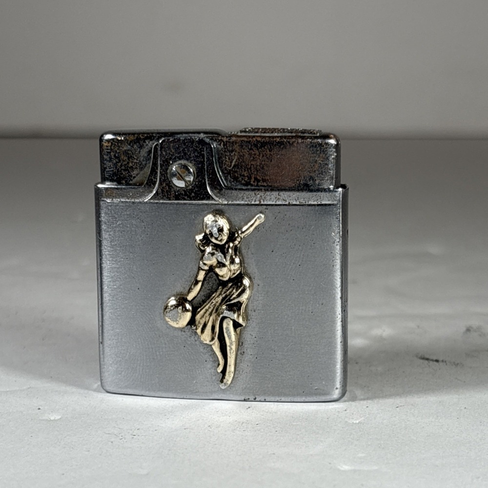 Vintage‎ 1960's Rodan Opal Bowling Girl Silver Lighter